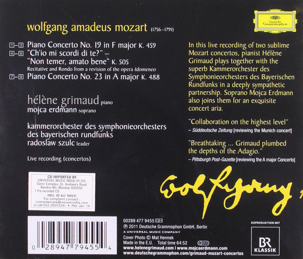 Wolfgang Amadeus Mozart - Hélène Grimaud, Mojca Erdmann, Kammerorchester Des Bayerischen Rundfunks* : Mozart (CD, Album)