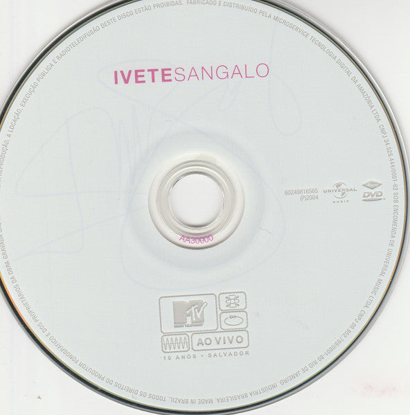 Ivete Sangalo : MTV Ao Vivo (DVD-V, NTSC, AA,)