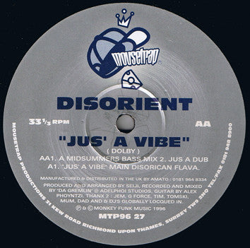 Disorient : Jus' A Vibe (12")