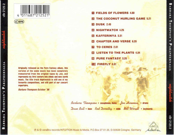 Barbara Thompson's Paraphernalia : Nightwatch (CD, Album, RE, RM)