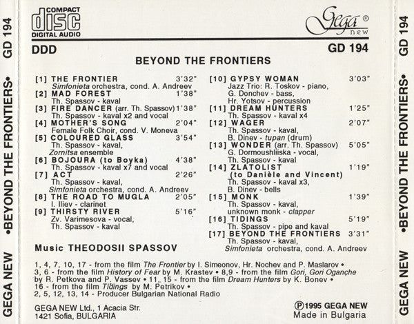 Theodosii Spassov : Beyond The Frontiers (CD, Album)