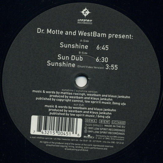 Dr. Motte & WestBam : Sunshine (12")