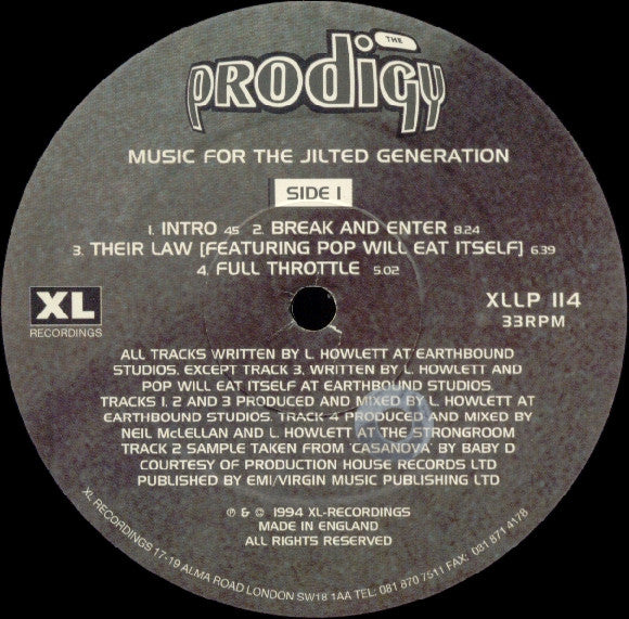 The Prodigy : Music For The Jilted Generation (2xLP, Album, Gat)