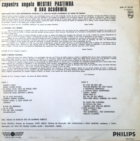 Mestre Pastinha E Sua Academia : Capoeira Angola (LP, Mono)