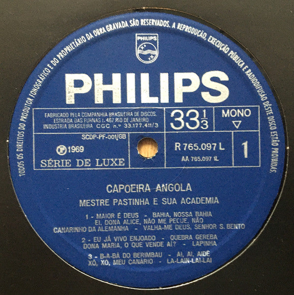Mestre Pastinha E Sua Academia : Capoeira Angola (LP, Mono)
