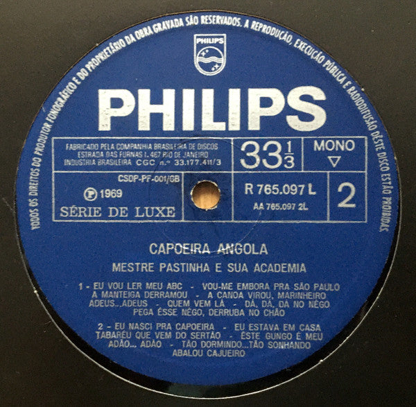 Mestre Pastinha E Sua Academia : Capoeira Angola (LP, Mono)