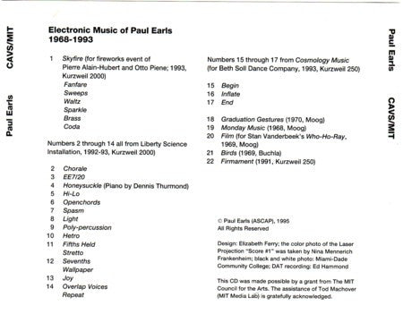 Paul Earls : Electronic Music of Paul Earls 1968-1993 (CD, Album)