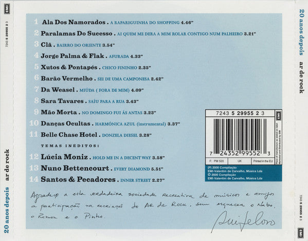 Various : 20 Anos Depois - Ar de Rock (CD, Comp)