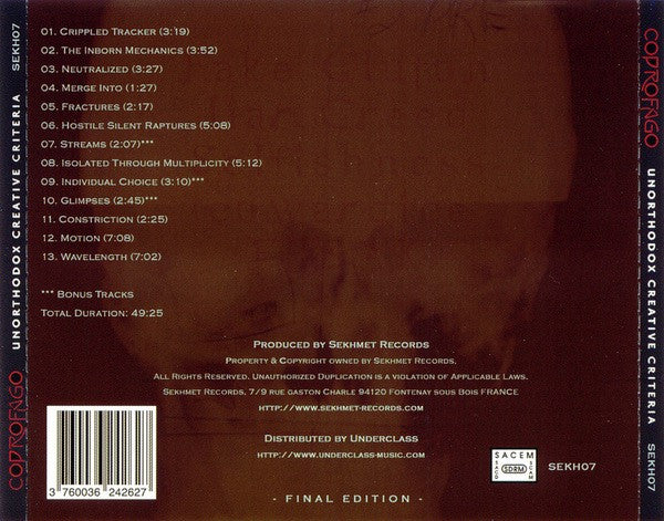 Coprofago : Unorthodox Creative Criteria (CD, Album, RM, Fin)