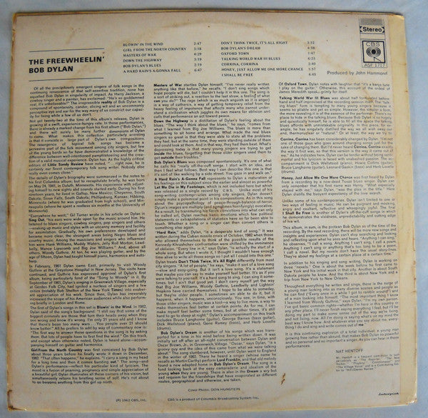 Bob Dylan : The Freewheelin’ Bob Dylan (LP, Album, RE)